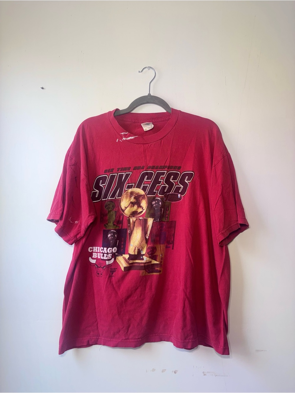 Vintage 1998 Chicago Bulls "SIX-CESS" 6 Time NBA Champions T Shirt M READ